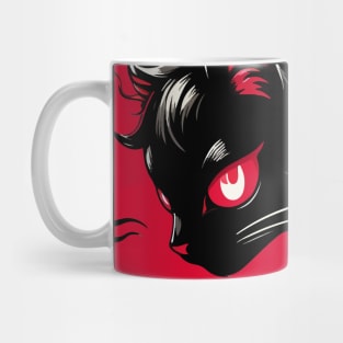 Cute Abstract Art Black Cat Demon Mug